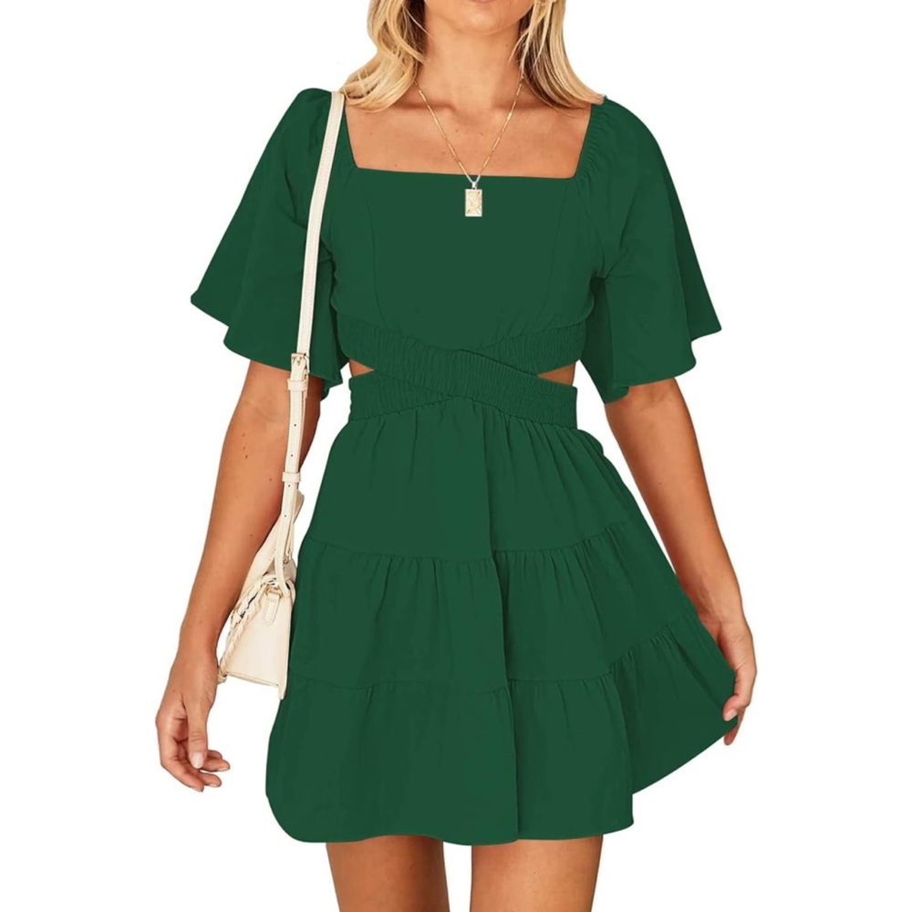 Green Cut Out Mini Summer Dress